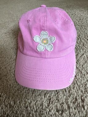 Pink Daisy Embroidered Baseball Cap.